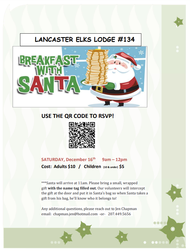 Breakfast with Santa at the Lancaster Elks Lodge #134